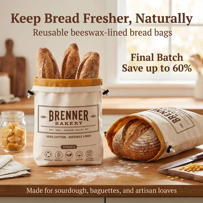 Premium 100% Cotton - Beeswax Bread Bag